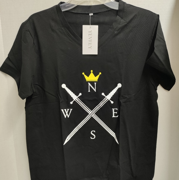 New Yeveey Game Of Thrones Black Size Large V-neck T-shirt.New Condition.Shipp - Picture 1 of 4